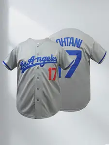Men's Los Angeles #17 Baseball Jersey, Embroidered Breathable Short Sleeve T-Shirt, Active Breathable V Neck Short Sleeve Sports Shirt For Training & Casual Wear, Athletic Training Apparel