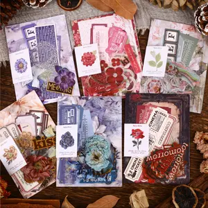 45 Sheets/bag Plant Theme Vintage Material Paper Pack, Dolly Garden Series, Handmade Journal Supplies, Water Bottle Decorations, Multi-Scene Use, Decorative Stickers