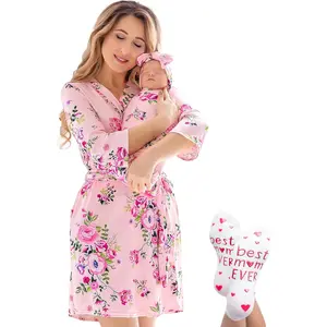 Mommy and Me Robe and Swaddle Set | Maternity Robe and Matching Set for Girl, Boy | Hospital Labor and Delivery