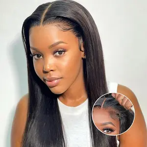 Wear and Go Glueless Pre Cut 5x5 HD Lace Closure Human Hair Wigs 200 Density Human Hair Pre Plucked Hairline Bleached Knots Ready to Wear Straight Wigs Friendly for Beginners Knotted