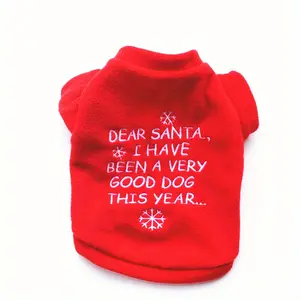 Cozy Fleece Pet Sweater for Medium Dogs & Cats Red Snowflake & White Winter Outfit Easy Pullover Dog Jacket Christmas Cold Weather Pomeranian Chihuahua Shih Tzu Warm Fleece Clothing QL8853808 100% Polyester Woven Item