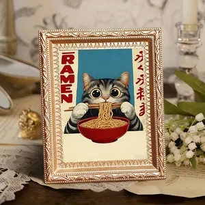 Cat Ramen Magnetic Fridge Magnet, Kawaii Japanese Art, Cute Noodle Decor, Decorative Kitchen Magnet, Gift for Cat & Ramen Enthusiasts