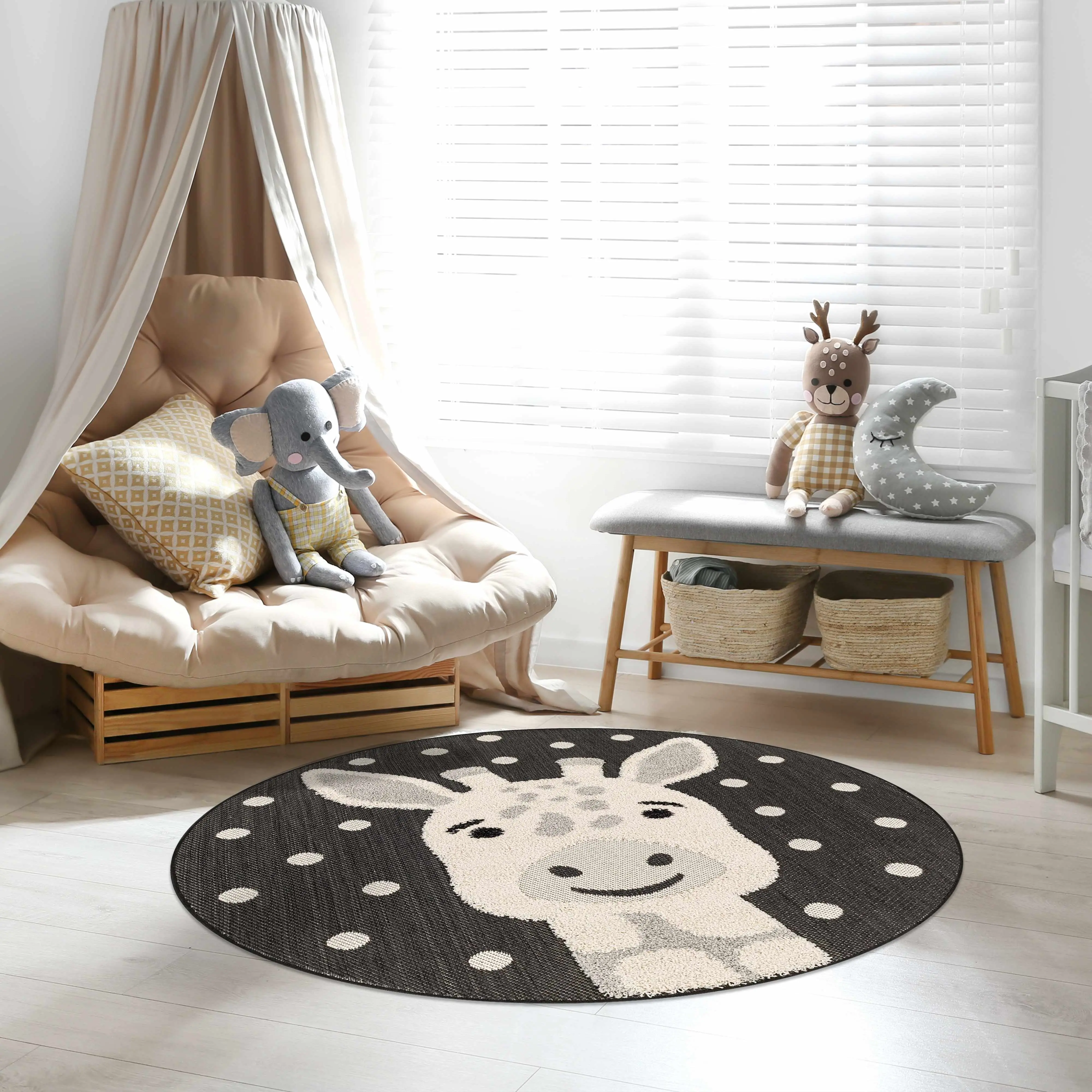 Kids Giraffe Animal Print Nursery Area Rug - Clearance, Cozy Underfoot Children’s Theme Soft Furnishing, Indoor Room Decor, Playful Look Home Accent