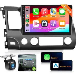 2G+64G 10 Inch Android Radio for【Honda Civic 2006 2007 2008 2009 2010 2011】Support CarPlay Android Auto with Mirror Link FM RDS SWC USB Backup Camera Car Screen Car Audio