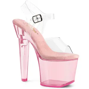 7 Inch Heel LOVESICK-708T Clear Baby Pink Tinted High Heels Shoe