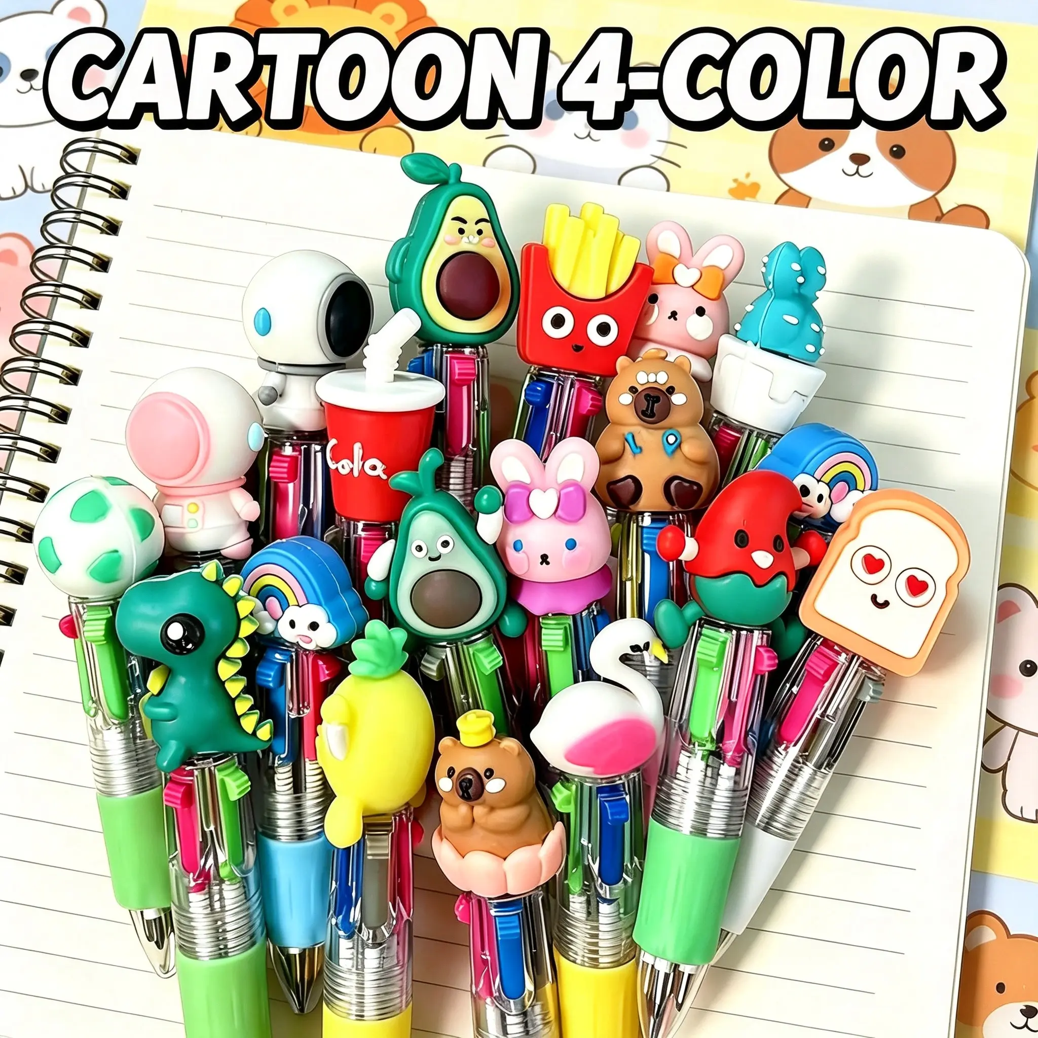 Random Mini Multicolor Pens 20Pcs, Four-In-One Cute Design for Kids, Fun Kawaii Ballpoint Pen Suitable for Kids Boys Girls, Fun Cartoon Pens, Ideal Party Gift, Teacher Supplies, Writing Stationery