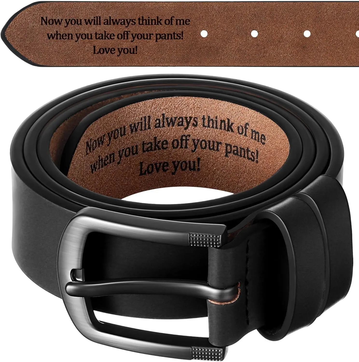 Men's Engraved Leather Belt - Personalized Multi-Size Waist Fit Gift for Husband, Casual Clothes Accessory for Birthday Wedding