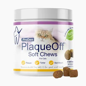 ProDen PlaqueOff Dental Chews for Cats - Soft Treats with 100% Natural Kelp Ingredient for Reducing Plaque and Freshening Bad Breath
