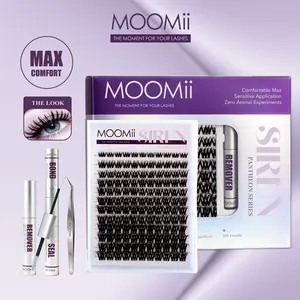 SIREN MOOMii Voluminous Downy 3D W-Shape Mixed Lash Clusters, D Curl 8-18mm DIY Lash Extensions with Bond & Seal, Ultra-Soft Thin Band, Lightweight, Waterproof, Long-Lasting, Beginner-Friendly for Natural to Glam Eye Looks, Lash Extension