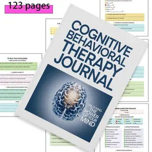 Cognitive Behavioral Therapy CBT Journal - Guided Mental Health Workbook for Anxiety Depression & Thought Reframing with Mood Tracker Self-Talk Challenge, CBT Journal for Women Men, Self Improvement Journal