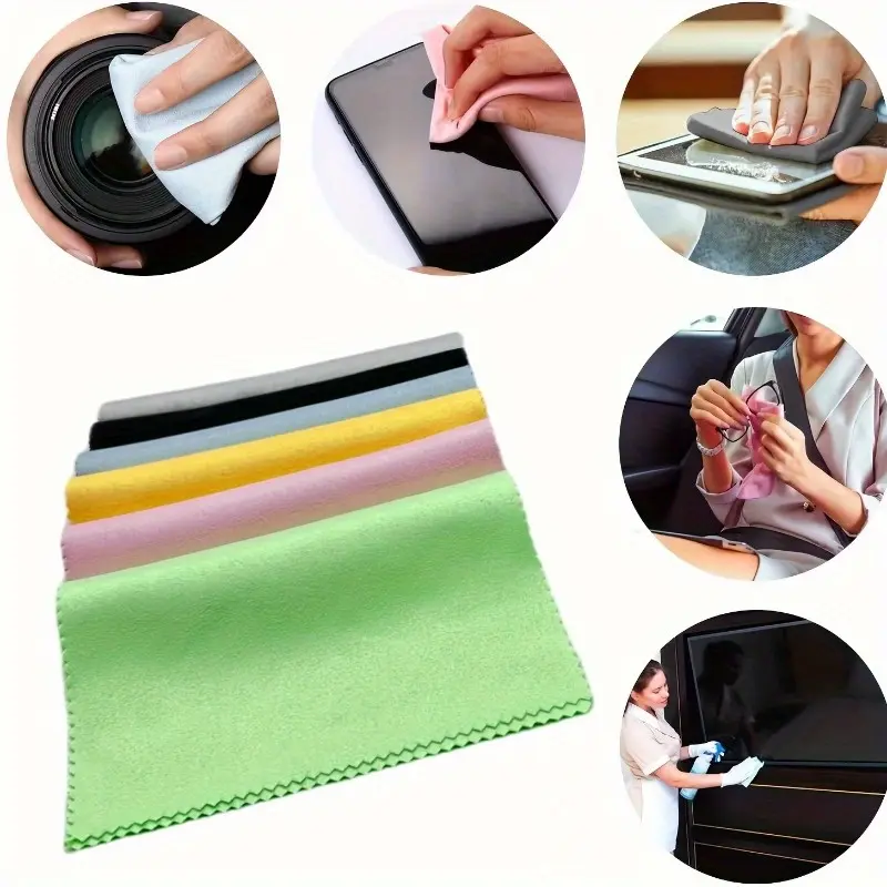 8pcs Assorted Colors No Wool Loss Microfiber Cleaning Cloths- Camera Cleaner, Cleans Lenses, Glasses, Screens, Cameras, Eyeglasses, Cell Phone, Smartphone, LCD TV Screens