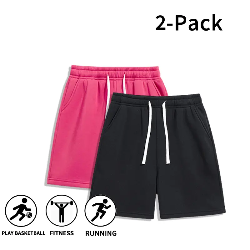 Men's 2-Pack Loose-Fit Sweat Shorts with Drawstring Waist for Gym Workouts, Running, and Casual Summer Wear, Built-In Strings Men's Shorts, Crew-Length Drawstring Men's Shorts