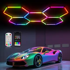 Hyperlite RGB Hexagon Smart Module Honeycomb Light, Party Office Garage LED Wall Decor Lamp, Remote Control, Music Sync, DIY Color Ceiling Lights