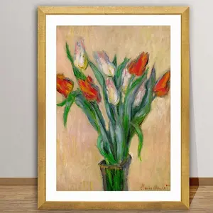 Claude Monet Tulips Print: Impressionist Botanical Art | Unframed Z