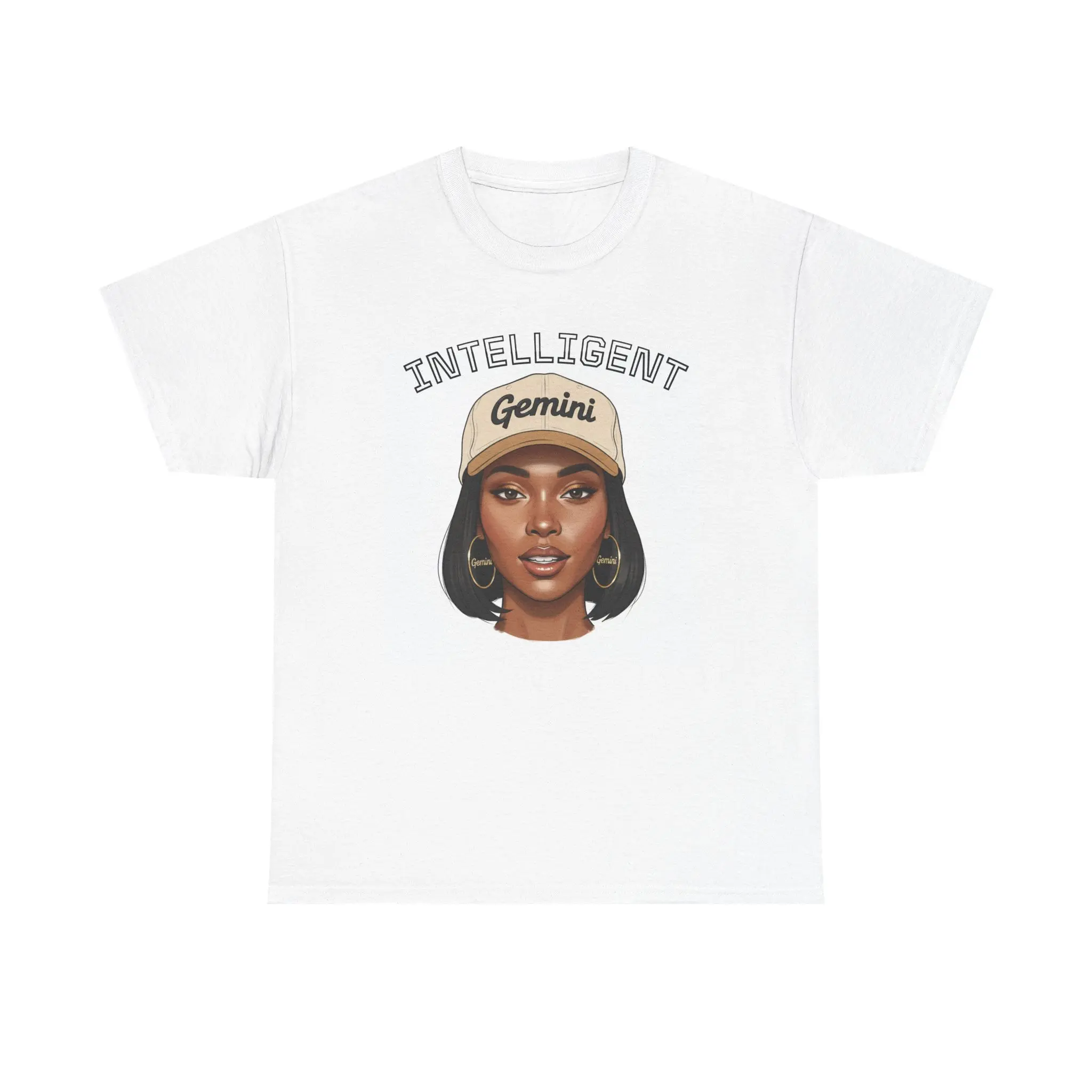 Gemini Girl Portrait Tee | Zodiac Hat Illustration