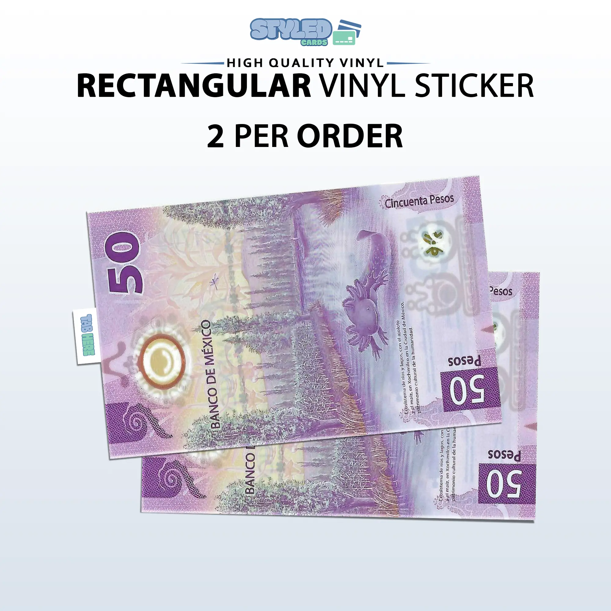 50 pesos de Ajolote rectangle vinyl sticker