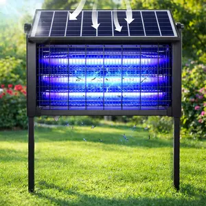 Solar Mosquito Killer Lamp Outdoor – 20W High-Power Waterproof Insect Zapper with 3 Tubes, Dual Charging, 6000mAh Battery for Garden, Yard, Farm, Patio