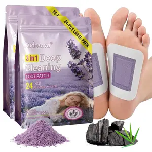 24PCS Lavender Ginger Foot Pads for Deep Cleansing. Natural Bamboo Vinegar Patches Support Better Sleep, Soothe Fatigue & Relieve Stress. Essential Foot Care Pack mothersdaygift Summer Vibes Vegan