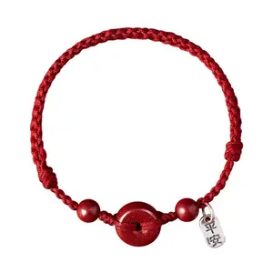Red rope cinnabar safety buckle  for women hand-woven hand rope  sterling silver blessing brand anklet Adjustable,Couples,Set  for men and women  men friendship bracelets