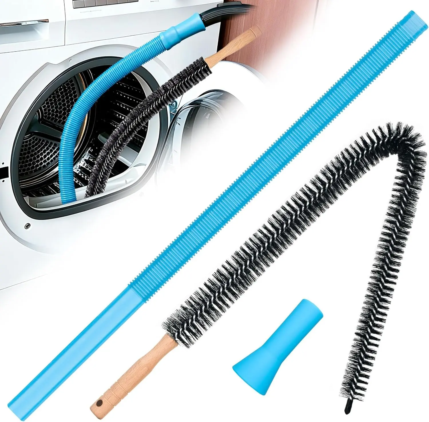 30" Dryer Vent & Lint Cleaner Kit | Vacuum Hose Attachment with Long-Reach Brushes, Lint Filter Cleaning Hose Accessory Set, Universal Vacuum Adapter Set, Lint Filter Cleaning Hose Accessory Sets, Universal Vacuum Adapter Accessory Sets
