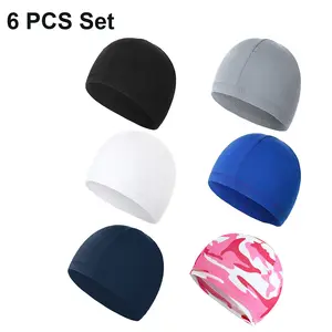 6-Pack Cooling Skull Caps for Men, Breathable Polyester Spandex Helmet Liner, Sweat-Wicking & Quick-Dry for Cycling, Running & Sports, Skull Cap