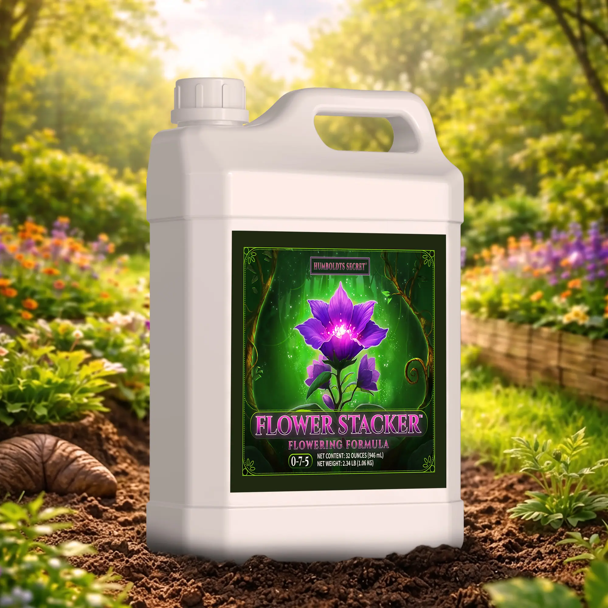 Humboldts Secret Flower Stacker Bloom Booster – Liquid PK Flowering Fertilizer 0-7-5 for Bigger Buds, Heavy Blooms & Higher Yields | Indoor & Outdoor Plants