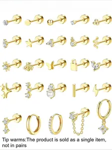 Hypoallergenic Earrings Set for Sensitive Ears, Earring Stacking Set, Stainless Steel Earrings for Women, Dainty Flat Back Studs & Hoops for Multiple Piercings, Earrings Jewelry