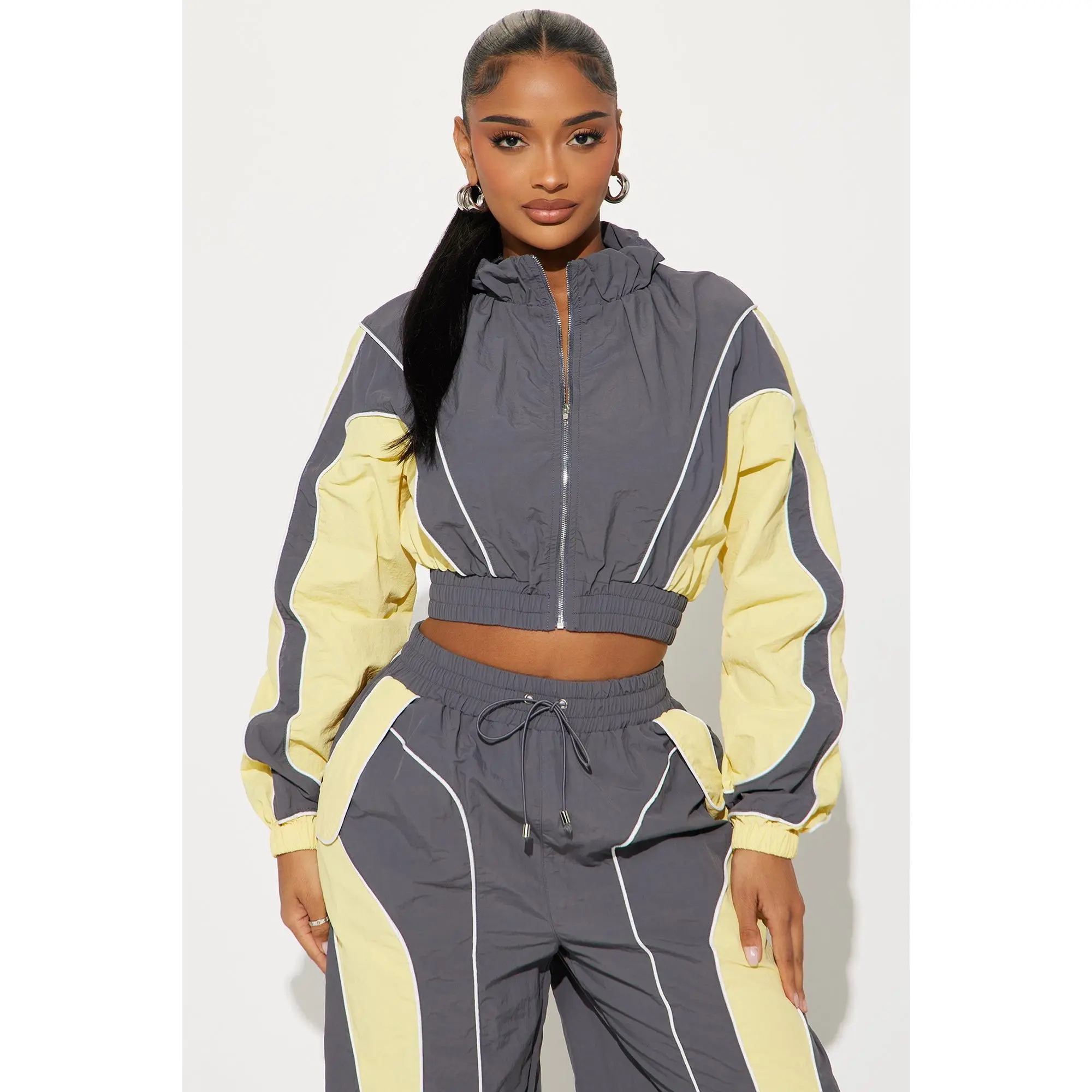 New Era Colorblock Windbreaker Jacket - Charcoal/combo