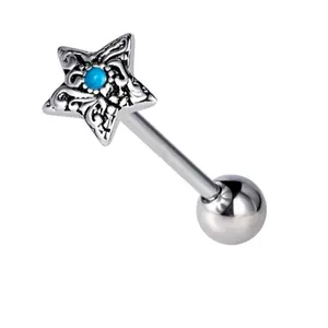 Western Filigree Star 14G Tongue Piercings