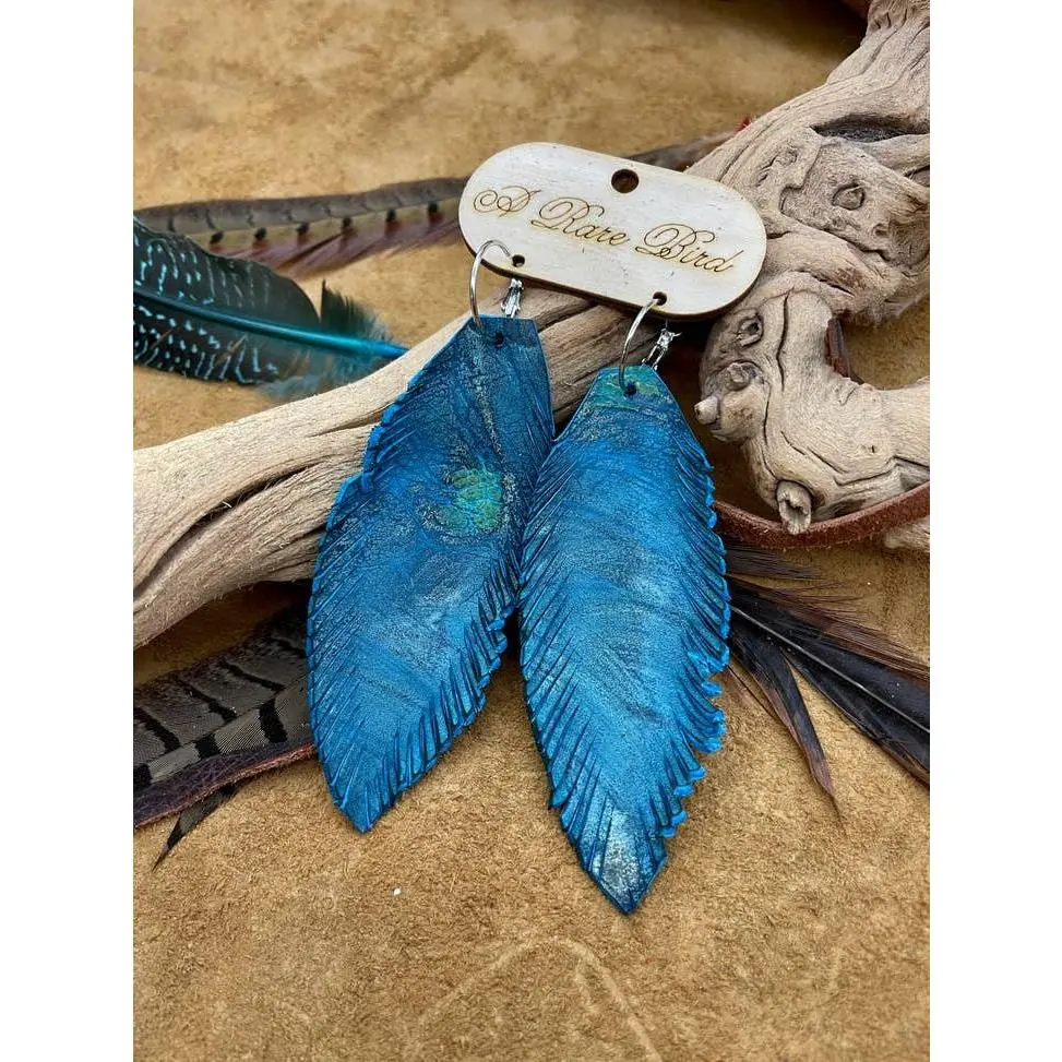 Hand-Cut Leather Feather Earrings