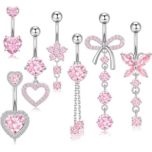 4/5/6/7/8/12 pcs Hypoallergenic Steel Belly Button Jewelry Set,women belly ring,belly button jewelry
