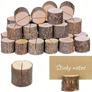 10 Pieces Rustic Wooden Place Card Holders for Food Labels, Ideal for Weddings and Parties, Table Name Tags, Table Number and Memo Card Display, Card Display Organizer