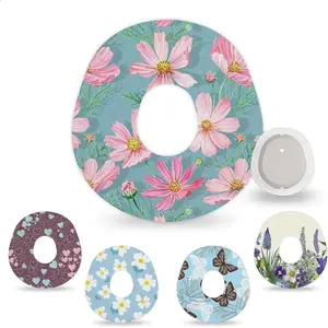 15Pack Stelo Overpatch Waterproof Adhesive Patches for Dexcom G7 15 Days Long Stay CGM Sensor Patches, Sweatproof & Latex-Free, Floral Pattern Stickers Overlay Tape with Hole