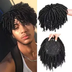 Dreadlock Topper For Men Afro Twist Braided Dreads Locs Hair Toupee Synthetic Hair Extension Daily Party Use
