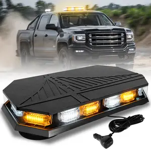 14.5Inch Rooftop Emergency Strobe Lights Bar, 102LED Mini Beacon Safety Flashing Warning Traffic Lights Bar w/Magnetic Base for 12-24V Trucks, Construction Vehicles, Snowplow, Cars