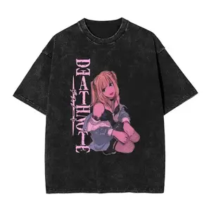 2026 New Japanese Misa Amane Graphic T-shirt Oversized Washed high quality 1Oversized Unisex Washed Retro Fashion hot product top
