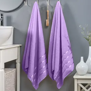 Mocassi 2-Pack Premium Turkish Cotton 4 Lines Stripe Bath Towel Set, 27 x 54 inch