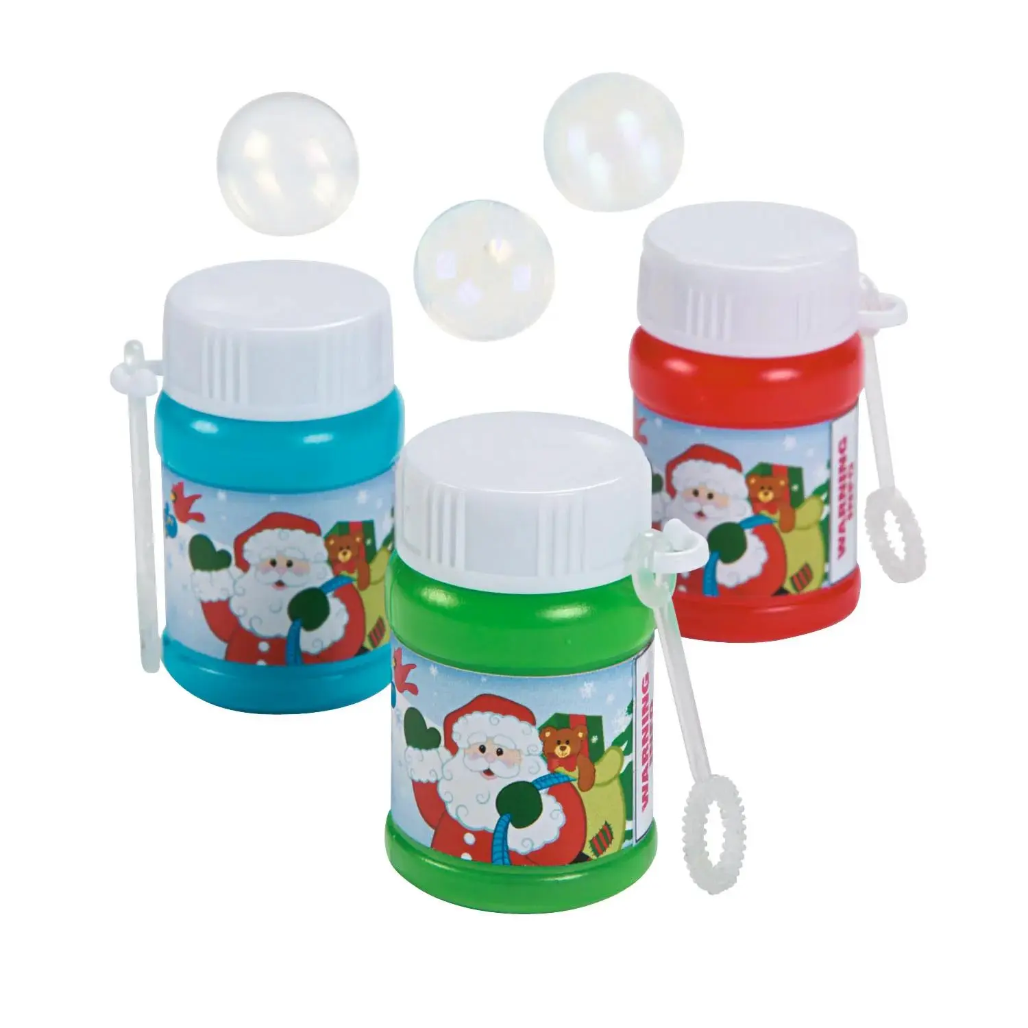 Oriental Trading Company 2" 1 oz. Mini Holiday Plastic Bubble Bottles with Wand - 24 Pc., Bubbles for Toddlers, Santa Claus Holiday Season Toy