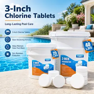 TABIT 3  Inch Chlorine Tablets for Swimming Pools, Slow Dissolving Tablets for Consistent Chlorination and Long-Lasting Protection Kills Bacteriaand Stops Algae Spa and Hot Tub,20lbs,40lbs