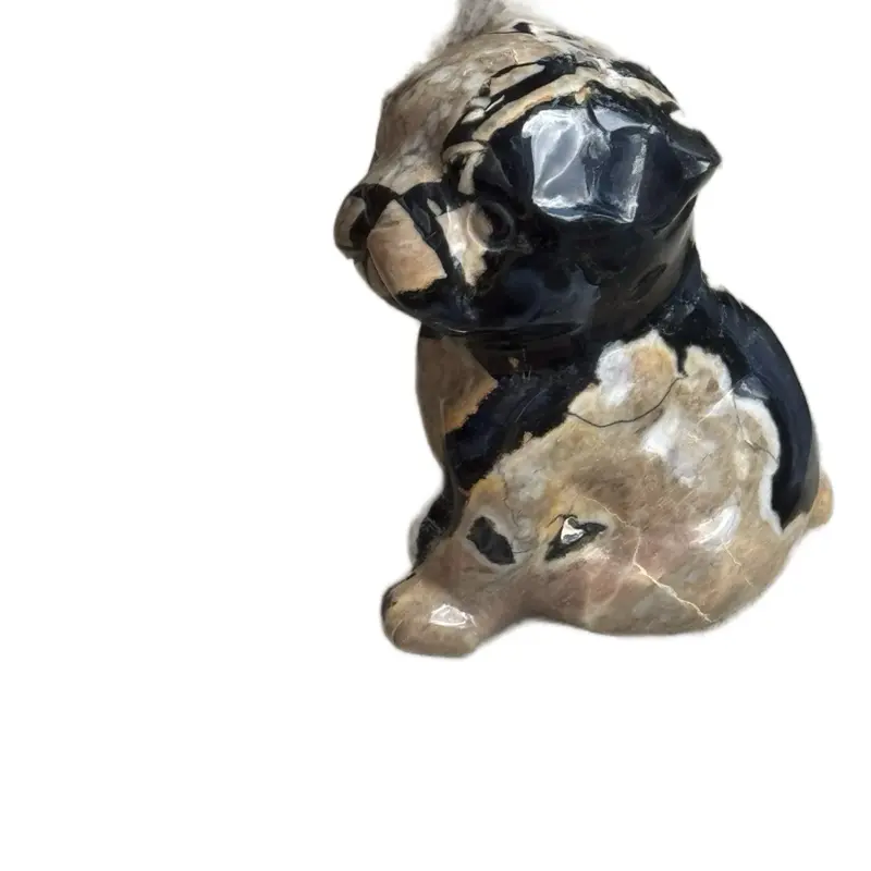 Amethyst/UV Reactive Volcano Agate and Yooperlite Frenchie Dog Home Decor Energy Transformation Grounding