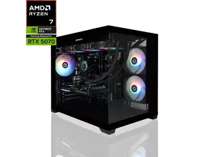 AVGPC Hellfire Gaming PC AMD Ryzen 7 5700X; GeForce RTX 5070 12GB; 32GB DDR4 RAM; 1 TB NVME M.2 SSD; 360mm AIO Liquid Cooler; ARGB Fans; WiFi/AC ; Dual Chamber Case; Windows 11 Home