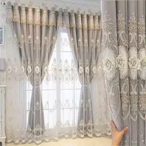 1pc Elegant Embroidered Floral Blackout Curtains, UV Protection, Korean Style Drapes for Bedroom, Living Room, Office