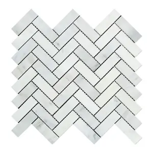 Calacatta Prestige (Asian Statuary) Herringbone 1x3 Polished/Honed Tile