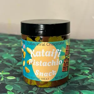 Dubai bar in a Jar  Pistachio Dubai kataifi filling with melted chocolate Snack Dessert 8 oz jar Sweet