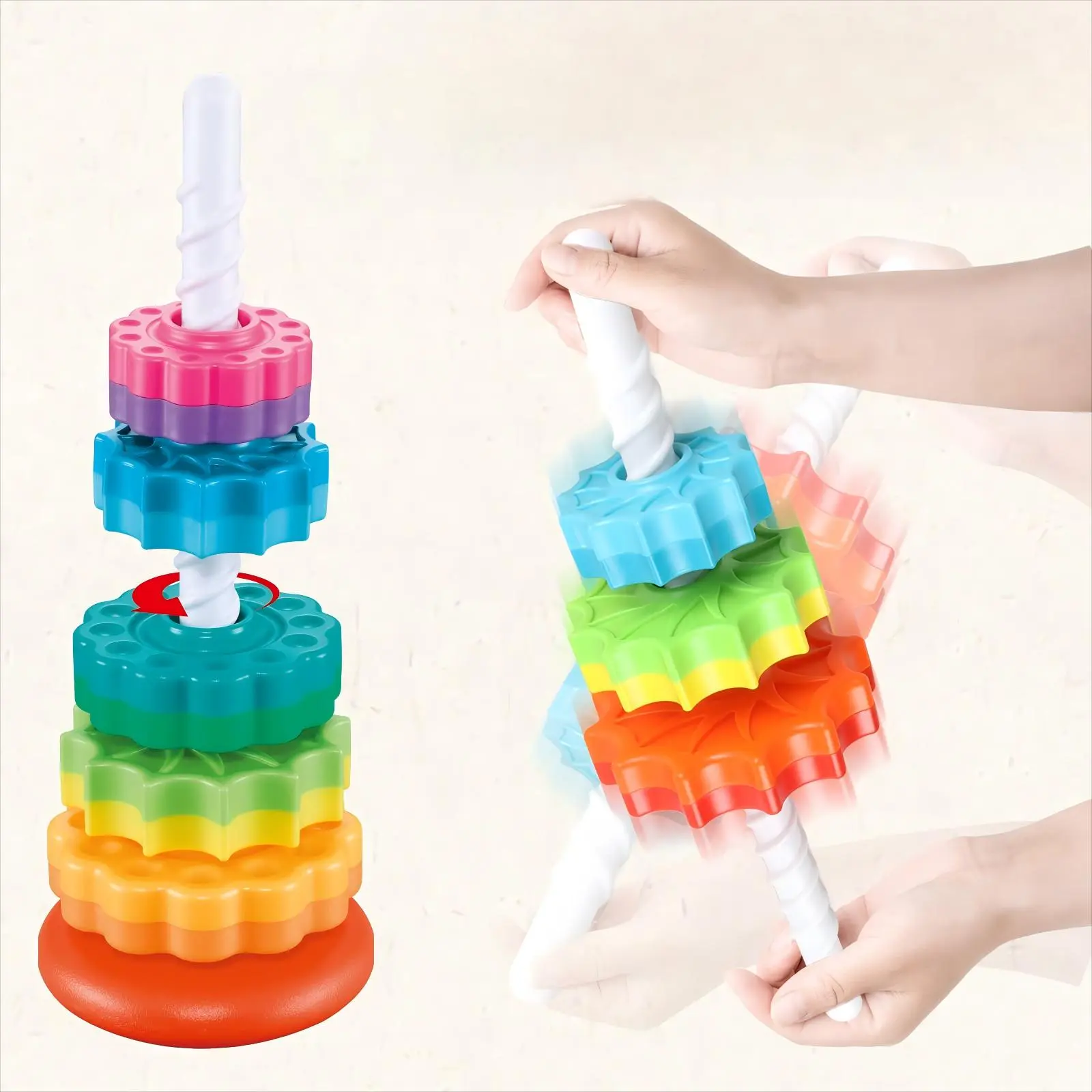 Spinning Stacking Toy, 1 Count Educational Teenager Toy, Stacking Rings Teenager Toy, Montessori Toy for Girls and Boys, Birthday Gift