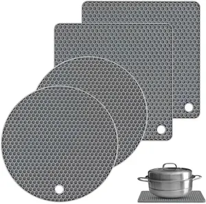4 Pack Silicone Trivet Mats Heat Resistant Pot Holders Multipurpose Non-Slip Hot Pads