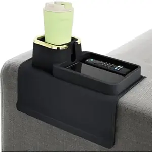 Couch Cup Holder, Silicone Sofa Armrest Table Tray, Ideal For Hold Coffee Cup Cellphone Remote Snacks, ,Anti-Slip Drink Holder Accessory,