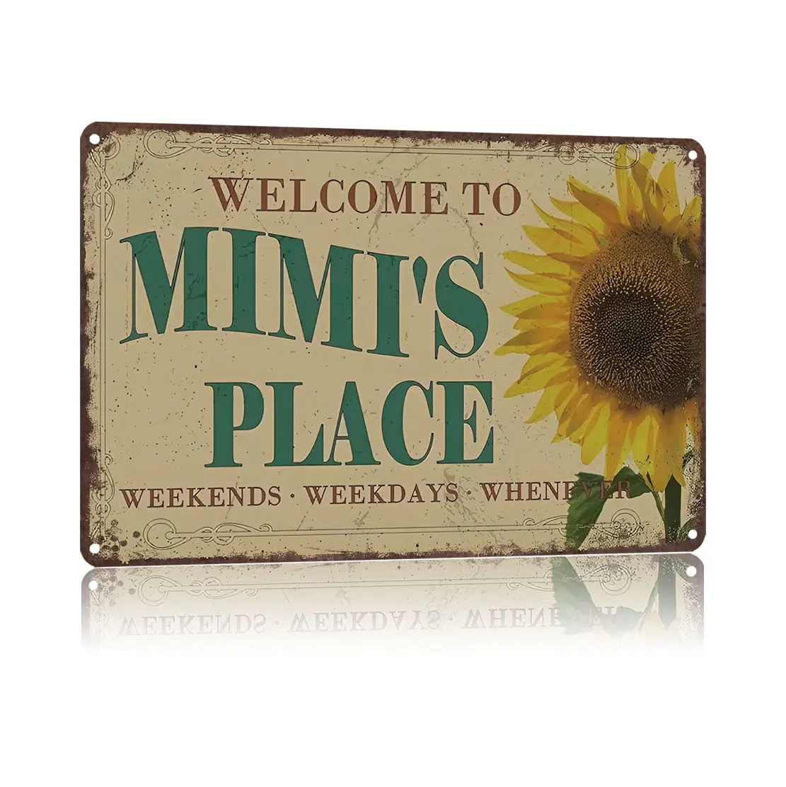 8x12 inch Vintage Tin Sign, Welcome To Mimi's Place, Rustic Home Decor, Floral Wall Art, Perfect High-Quality Metal, plaque funny bar sign Rectangle Design Plaque Gift