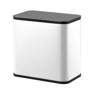 1.3 Gal Hanging Trash Can,Stainless Steel Kitchen Bin with Lid,Inner Bucket & Charcoal Filter,for Countertop or Under Sink,White