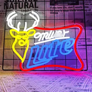 Beer Neon Signs for Wall Decor Bar Neon Beer Sign Deer Neon Light Signs for Man Cave Bedroom Shop Beer Club Pub Bistro